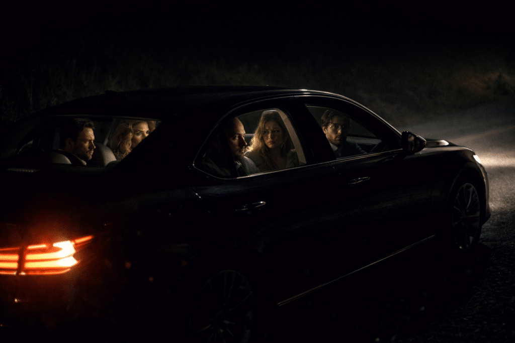 Mysterious night drive in a sedan 1